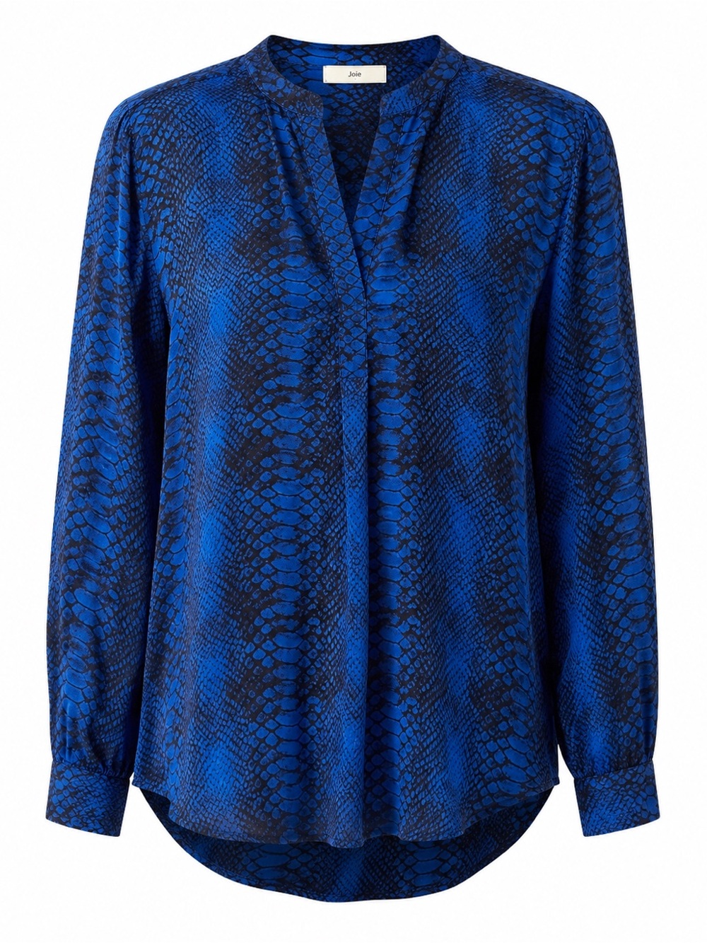 Joie Bold Blue Snake-Print V-Neck Blouse Sz:XS